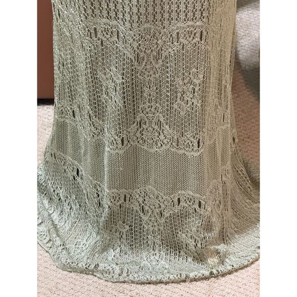 Vintage Damainou Metallic Knit Evening Set – Maxi Dress & Jacket Sage Silver, M - Picture 9 of 10